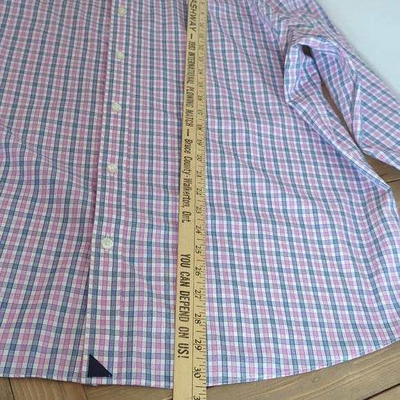 UNTUCKit Men's Pink and Blue Plaid Casual Button Down Shirt - Picture 9 of 12